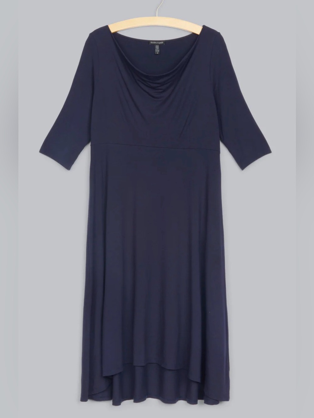 EILEEN FISHER black short sleeve empire waist dress XL